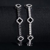 GL Black Onyx Clover 925 Silver Moissanite 3mm Tennis Chain